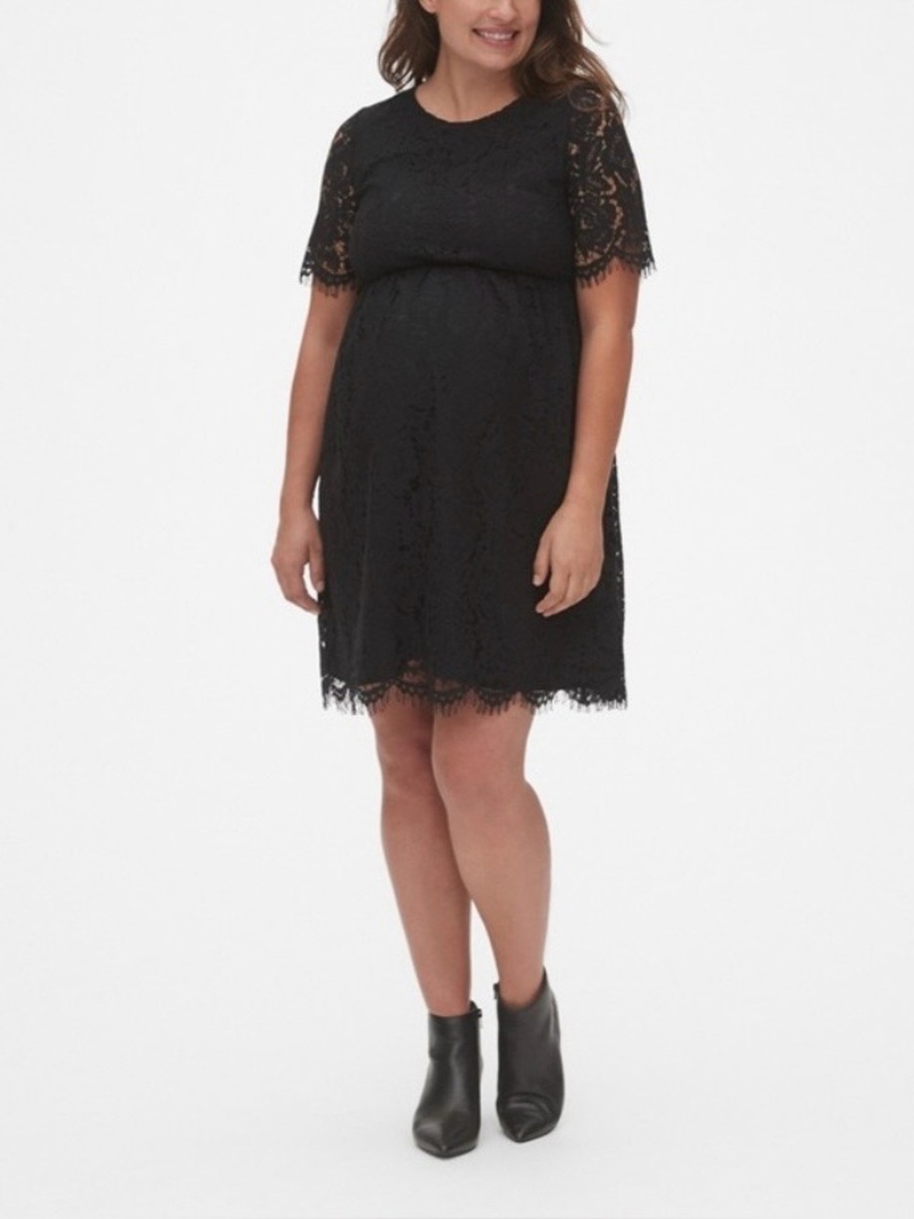 Gap Maternity Short Sleeve Lace Dress Size Medium Black NWT